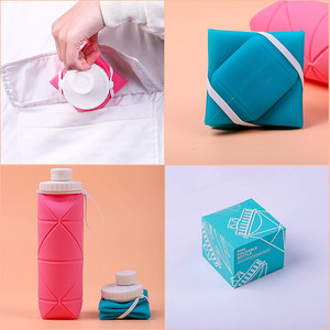 Botella de Agua Plegable de Silicona, Portátil, a Prueba de Fugas, de Grado Alimenticio, Libre de BPA, para Viajes al Aire Libre, con Logotipo Personalizado - Product Image 4