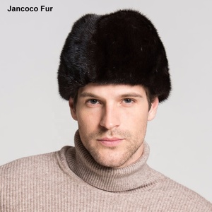 Nuovo cappello Casual in pelliccia di visone <span class=keywords><strong>russo</strong></span> caldo invernale nero per uomo - Product Image 5