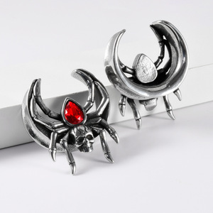 Tunnel d'oreille en acier inoxydable rétro rouge en forme de goutte d'eau avec zircon, style araignée, en U, pour l'expansion de l'oreille, intégré pour la perforation de l'lobes auriculaires - Product Image 3