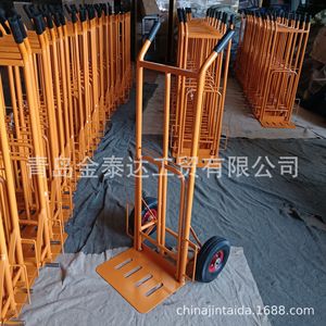 Chariot d'entrepôt à pousser à la main 1250x600x560mm 2 roues pliable en acier chariot logistique industriel rouge thermolaqué - Product Image 3