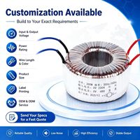 Transformateur d'isolement toroïdal monophasé personnalisé 500VA 50/60Hz 230V/120V 48V à double enroulement avec noyau en cuivre pour courant PLC