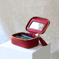 Étui pour rouge à lèvres vintage fait à la main avec pompon étui pour rouge à lèvres avec fermeture éclair étui pour rouge à lèvres miroir pour dame