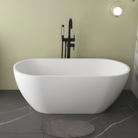 Baignoire autoportante ovale de luxe en surface solide mate, écologique, couleur gris, garantie 5 ans, pour hôtel moderne
