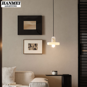 Lámpara Colgante Minimalista de Lujo, Estilo Simple, de Latón y Mármol, Pequeña, para Restaurante o Bar, Color Dorado y Blanco, 3000K Cálido, HM-YL-8035 - Product Image 4