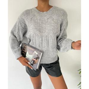 เสื้อสเวตเตอร์ถักลายด้านหลัง รุ่น 848 - สีเทา - Product Image 3