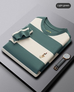 <span class=keywords><strong>Camiseta</strong></span> de Hombre al por Mayor, Holgada, Estilo Vintage, Casual, con Logo Frontal, Teñida con Hilo, de Alta Calidad, <span class=keywords><strong>Cuello</strong></span> Redondo, <span class=keywords><strong>Manga</strong></span> <span class=keywords><strong>Larga</strong></span>, Tejido a <span class=keywords><strong>Rayas</strong></span>, 100% - Product Image 2