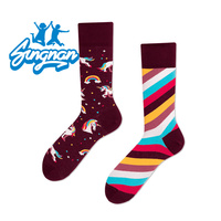 Chaussettes en coton personnalisées pour hommes, motif amusant, chaussettes habillées colorées, antibactériennes, respirantes, séchage rapide, impression numérique, usage quotidien