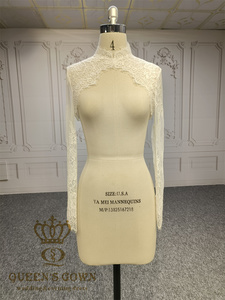 QUEENS <strong>GOWN</strong> Chantilly Lace <strong>Bolero</strong> High Neck Top with Long Sleeves Wedding Accessories for <strong>Bridal</strong> Dresses