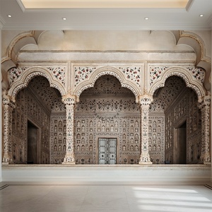 <span class=keywords><strong>Papier</strong></span> <span class=keywords><strong>peint</strong></span> architectural amovible imperméable à l'eau à motifs de pierre indienne Décoration murale de temple à domicile 3D Arches du fort d'Agra <span class=keywords><strong>Papier</strong></span> <span class=keywords><strong>peint</strong></span> mural - Product Image 4