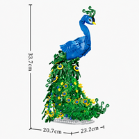 Ensemble de blocs de construction EPT 807+PCS Peacock, modèle de oiseau botanique et de fleurs en briques, décoration de bureau à domicile, cadeau pour adultes et adolescents de 14 ans et plus
