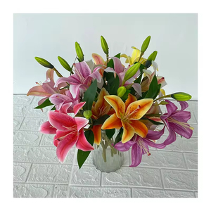 Decorative Small <strong>Lily</strong> Artificial Table <strong>Flowers</strong> 2-Head with Stem for Home Floral Arrangement - Product Image 3