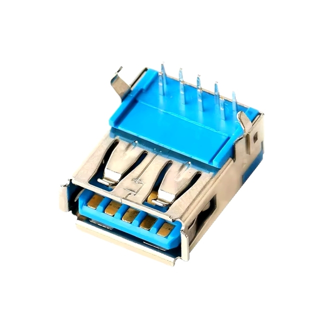 ZYSY )Female Socket USB 3.0 AF 90 Degree 9 Pin Usb Smt Af Flat Connector