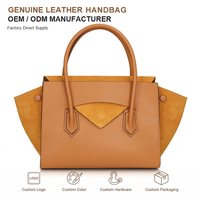 Sac fourre-tout trapèze personnalisé en cuir suédé véritable à texture mixte pour femme avec poignée supérieure, idéal pour les vacances, le travail et les voyages, fabrication OEM