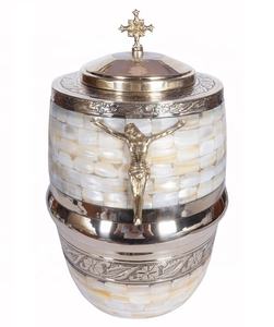 Urne funéraire en métal croisé pour cendres humaines, urne funéraire en métal pour adultes, commémoration catholique, urne funéraire européenne en laiton massif - Product Image 1