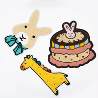 Patchs en chenille personnalisés grand format à motif de gâteau de dessin animé, broderie animale, costumes DIY pour fêtes d'anniversaire