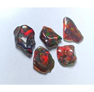 Cabochon de forme fantaisie poli brut d'opale éthiopienne noire naturelle taille 10X13MM 11X18MM pierre précieuse - Product Image 3