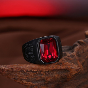 Avrupa ve amerika sıcak Punk tarzı Oval Knuckle yüzük yakut kristal erkek yüzük takı - Product Image 4