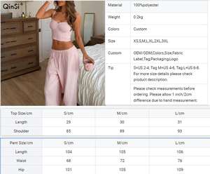 QINSI ev giyim kolsuz rahat kaşkorse pantolon örme 2 parça Set pijama nefes yaz katı Pointelle gecelikler - Product Image 6