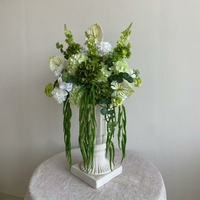 K83 Nouvelle Tendance Bouquet de Fleurs Artificielles Fait Main Blanc et Vert pour Mariage, Composition de Calla, Rose et Hortensia, Boule de Fleurs de 60cm
