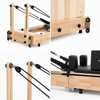 Reformer Pilates pliable en bois d’érable avec pieds réglables Machine de fitness professionnelle pour studio et maison