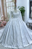 Robe de mariée de luxe W0929 pour mariée, manches longues, dentelle perlée, robes de bal à paillettes, Vestido De Novia, robes de mariée pour femmes