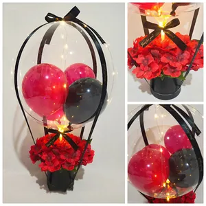 高品质DlY粉色花朵拥抱桶Bobo球20英寸乳胶气球，用于婚礼、生日或圣诞派对