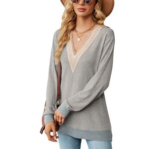 Blusa de Mujer con Cuello en V y Encaje de Talla Grande Personalizada - Product Image 2