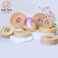 Base lumineuse LED 3D en bois, support en verre cristal avec câble USB, base d'affichage LED en bois pour veilleuse, directement de l'usine