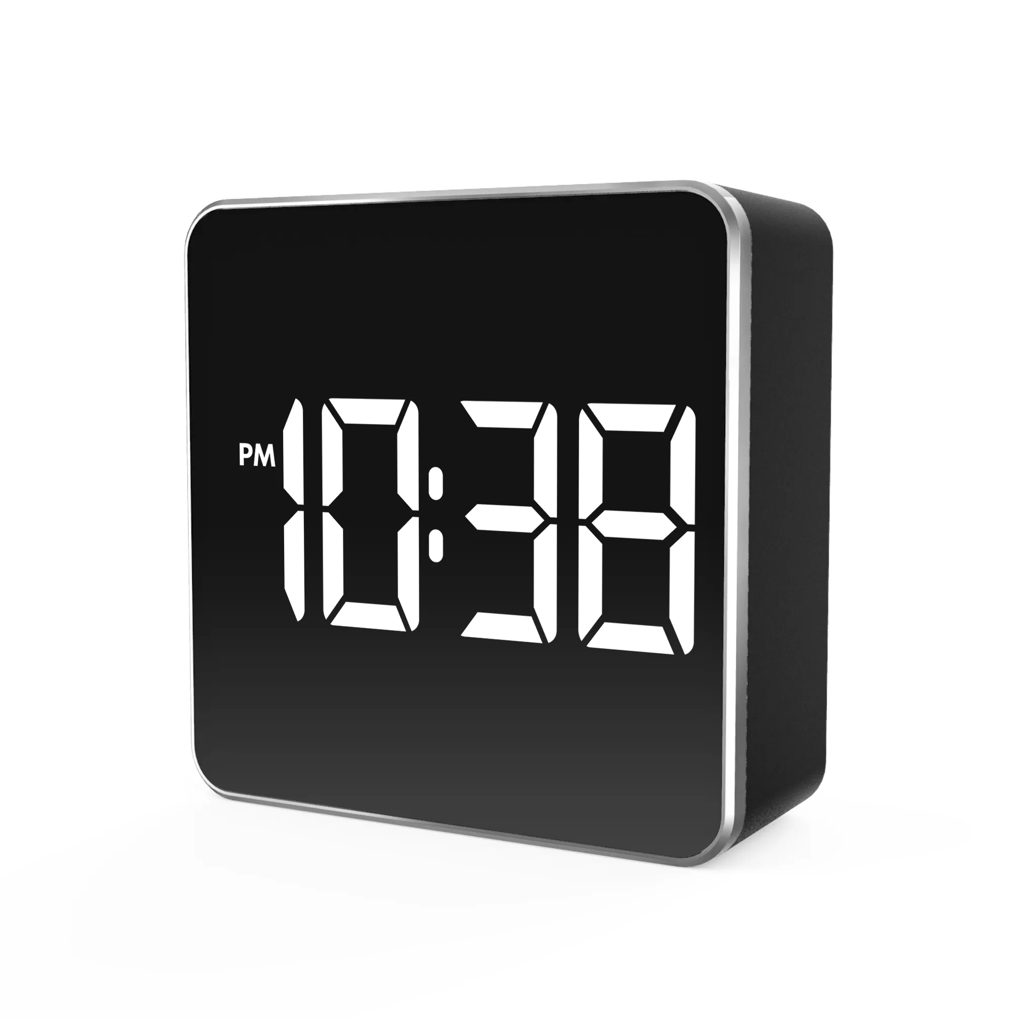 LED Digital Mirror Clock Electronic Desktop Alarm with Snooze Motorcycle Clock Thermometer Temperature Monitor Alarm Clock