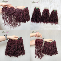 Venta al por Mayor, Precio Económico, Mejor Precio # 4 Paquetes de Cabello Humano Virgen Sin Procesar de Color Marrón, Rizado Pixie SDD, 100% Natural para Mujeres Negras