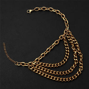 Sexy a catena lunga multistrato con nappine per le donne in acciaio inox placcato oro <span class=keywords><strong>scarpe</strong></span> tacco alto piedi catena Wed gioielli per feste - Product Image 4