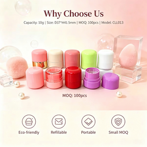 ISMAN Jelly Blush Stick Tube Twist Up Lip Cheek Cream Container Bottom Fill Empty 10g Short Cosmetic Packaging PP ABS Wholesale - Product Image 3