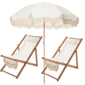 <span class=keywords><strong>Ombrellone</strong></span> da Spiaggia Vintage Premium 2025 in Legno Stile Mid-Century con Nappe, Sedie Pieghevoli e Borsa Frigo in <span class=keywords><strong>Tela</strong></span> <span class=keywords><strong>per</strong></span> Uso Alberghiero - Product Image 5