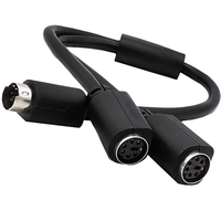 Adaptateur Répartiteur en Y PVC pour Alimentation Coaxiale et Transmission de Signal, Mini DIN 8 broches Mâle vers Double Mini DIN Femelle pour Haut-parleur et Moniteur