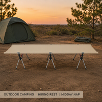 Lit de camp pliant portable en alliage d'aluminium, réglable en hauteur, avec tissu Oxford, idéal pour le camping, les pique-niques et les pauses déjeuner (vente en gros)