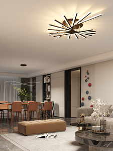 Lámpara de araña negra creativa moderna, línea giratoria, arte minimalista, lámparas de techo ultrafinas - Product Image 4