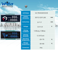 Module d'affichage LCD monochrome VA/BTN à réponse rapide avec faible consommation d'énergie, résolution 800x480, écran 55x17mm, rétroéclairage LED