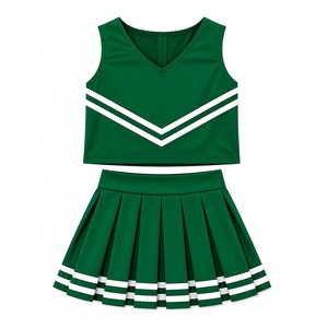 Uniforme de cheerleading vert sublimé personnalisé, haut court sans manches, jupe plissée, vêtements de sport d'équipe, fabricant OEM - Product Image 1