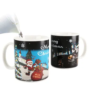 Tebrik hediye ucuz fiyat özel 11oz sihirli seramik kupalar noel/Merry Christmas kupa sıcak çikolata