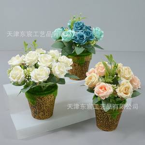 Dongchen Crafts - Bonsái de Rosa Artificial en Maceta, Flor de Seda de 10 cm a 30 cm, Decoración para el Hogar y la Oficina - Product Image 2