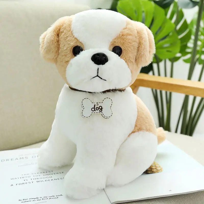 20cm 귀여운 시뮬레이션 강아지 키즈 인형 곱슬 플러시 테디 개 박제 애완 동물 부드러운 애니메이션 장난감 어린이 장식 컬렉션