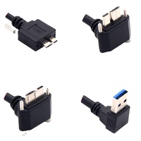Anbow Ganda Kabel Data USB 3.0 Ke Micro B, 90 Derajat dengan Kunci Sekrup untuk Memperbaiki Kamera Industri Hard Disk Ponsel