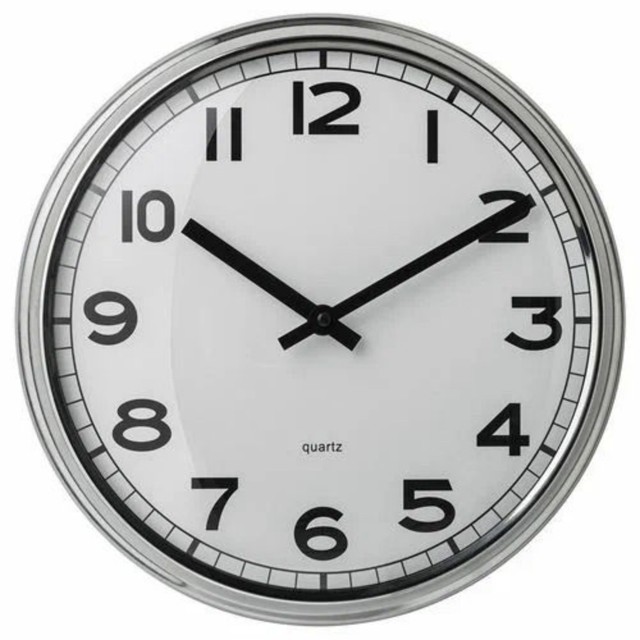 315mm (12-2/5 Inches) Modern Simple Stainless Steel Quartz Needle Wall Clock for Living Room High Quality Battery Powered