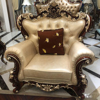 Europäisches Antikes Sofa Klassisches Sofa Neoklassisches Massivholz Villa Luxus Wohnzimmer Ledermöbel