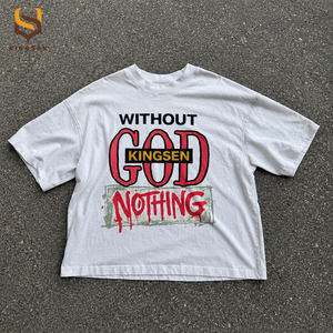 T-shirt personnalisé pour homme à manches courtes, style vintage, délavé, surdimensionné, effet soleil, impression DTG, blanc, streetwear rétro - Product Image 1
