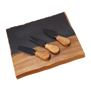 Planche à <span class=keywords><strong>fromage</strong></span> en bois d'acacia, avec 3 couteaux à <span class=keywords><strong>fromage</strong></span>, coffret cadeau - Product Image 1
