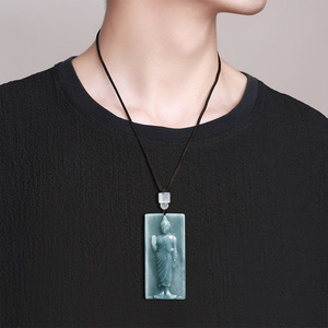 Pendentif en jade de type glace, émeraude bleue naturelle de qualité <span class=keywords><strong>A</strong></span>, style Bouddha thaïlandais, haut de gamme, unisexe - Product Image 4