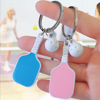 Mini porte-clés en métal en forme de pickleball, alliage de zinc, souvenir sportif, cadeau promotionnel