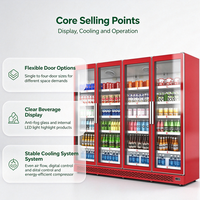 Enfriador de Bebidas de Triple Puerta con Control Digital de Temperatura, Refrigerador Vertical Comercial con Luz Interior LED para Tienda