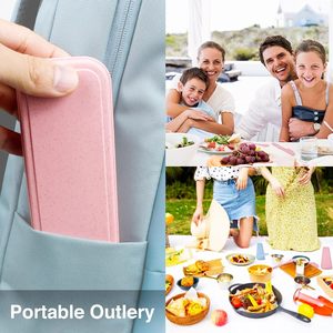 Eco-Friendly BPA Free <b>Reusable</b> Travel <b>Cutlery</b> <b>Set</b> 4 Portable Knife Fork Spoons Disposable Tableware for On-the-go Dining - Product Image 6